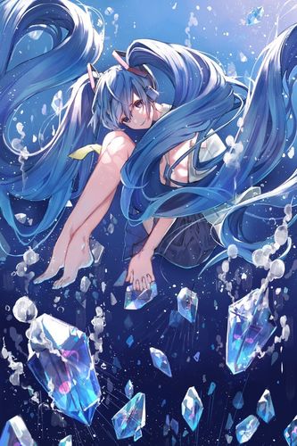 像初音未來的虛擬人物藍(lán)色頭發(fā),初音未來綠色頭發(fā)  第2張