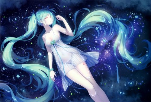 像初音未來的虛擬人物藍(lán)色頭發(fā),初音未來綠色頭發(fā)  第4張